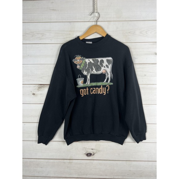 Tultex Other - Vintage Tultex Sweatshirt Mens XL Black Pullover Got Candy Halloween Graphic 90s